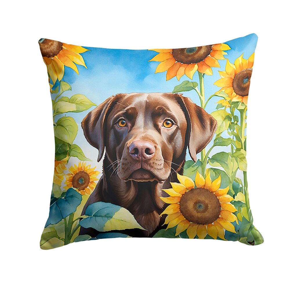 2929 in Sunflowers Throw Pillow, 18Hx18W, Labrador Retriever 6110